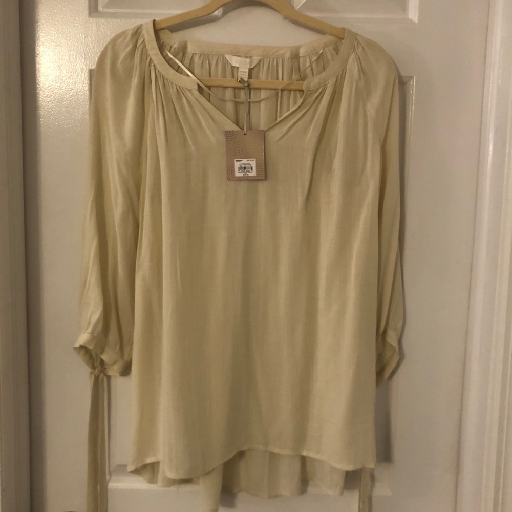 Cream long sleeve maternity blouse